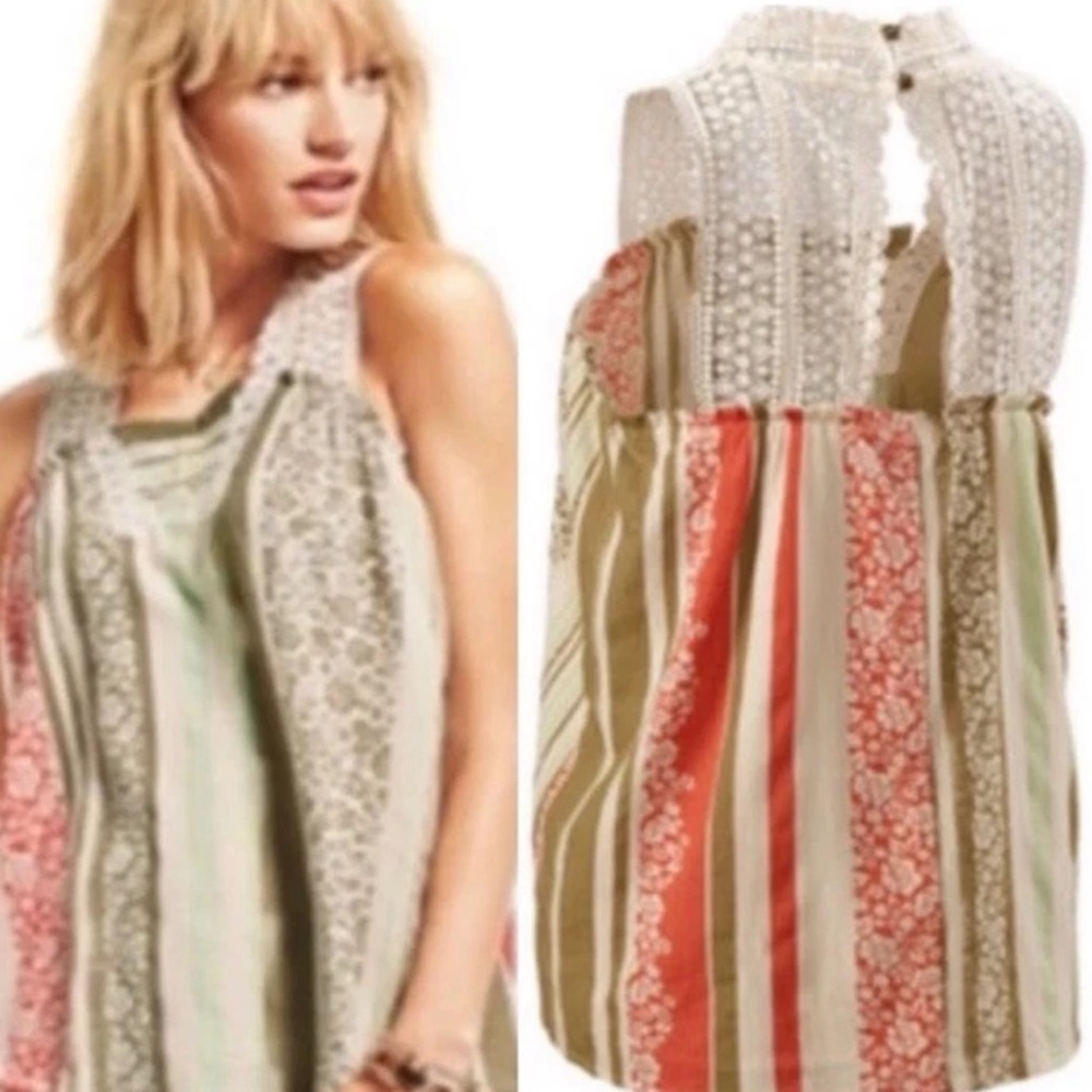 Cabi boho whisper light gauze lined tank top